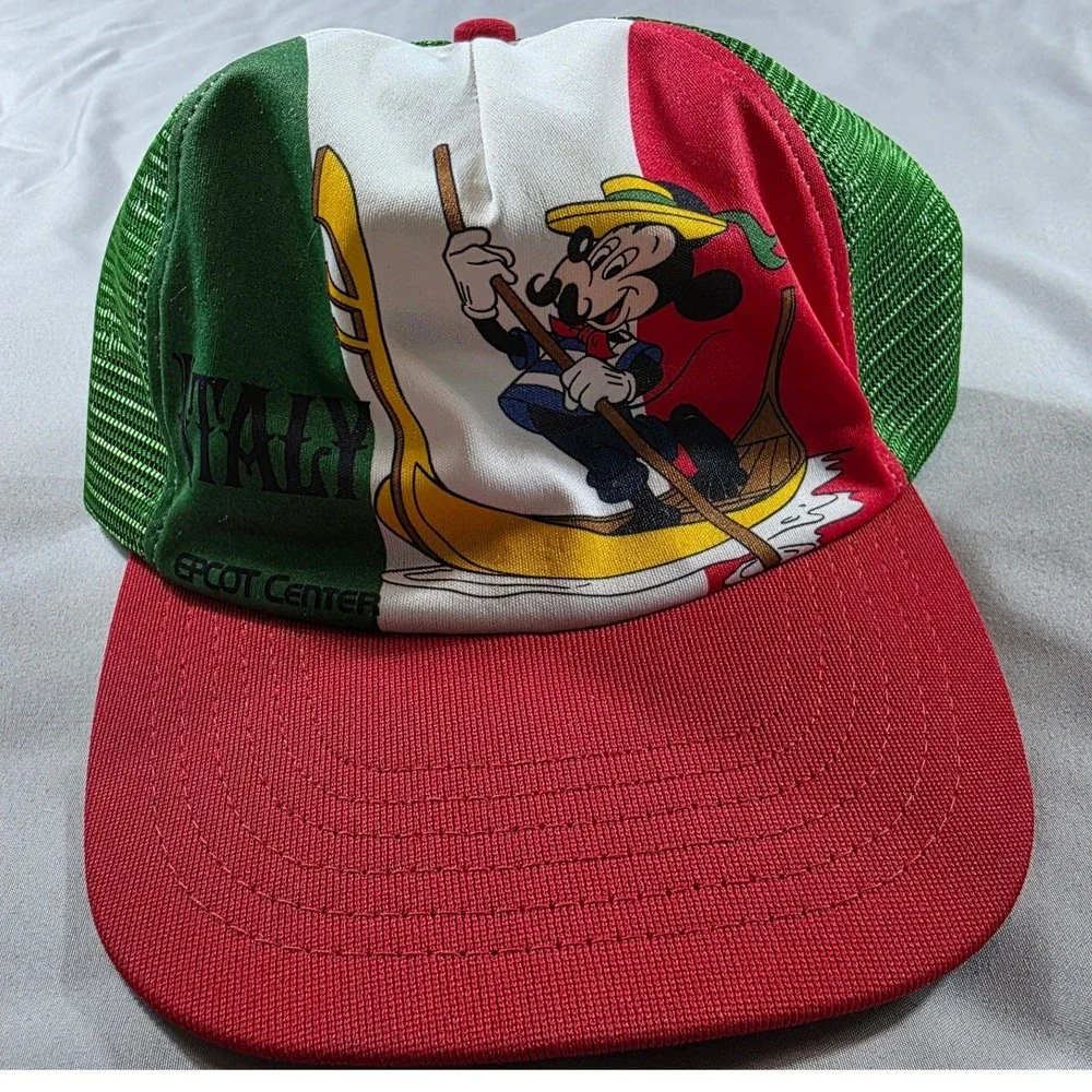 Vtg 80s Disney Epcot Center Italy Gondolier Mickey Snapback Hat OSFM Made in USA